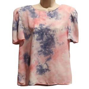 Westmoon Womens‎ Pink & Blue Tidye Shortsleeve Blouse T-Shirt Tops